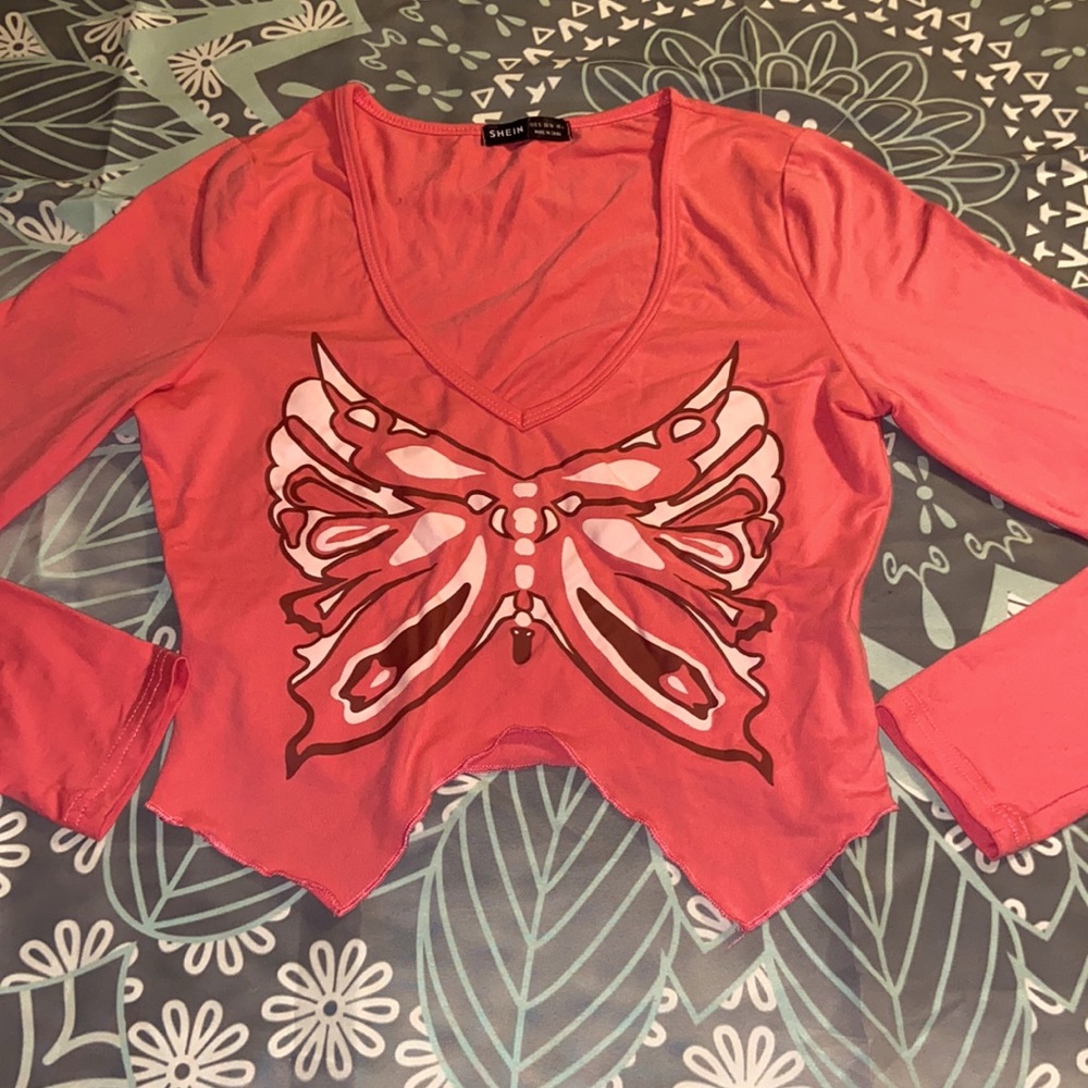 Shein Y2k Butterfly Long Sleeve Top